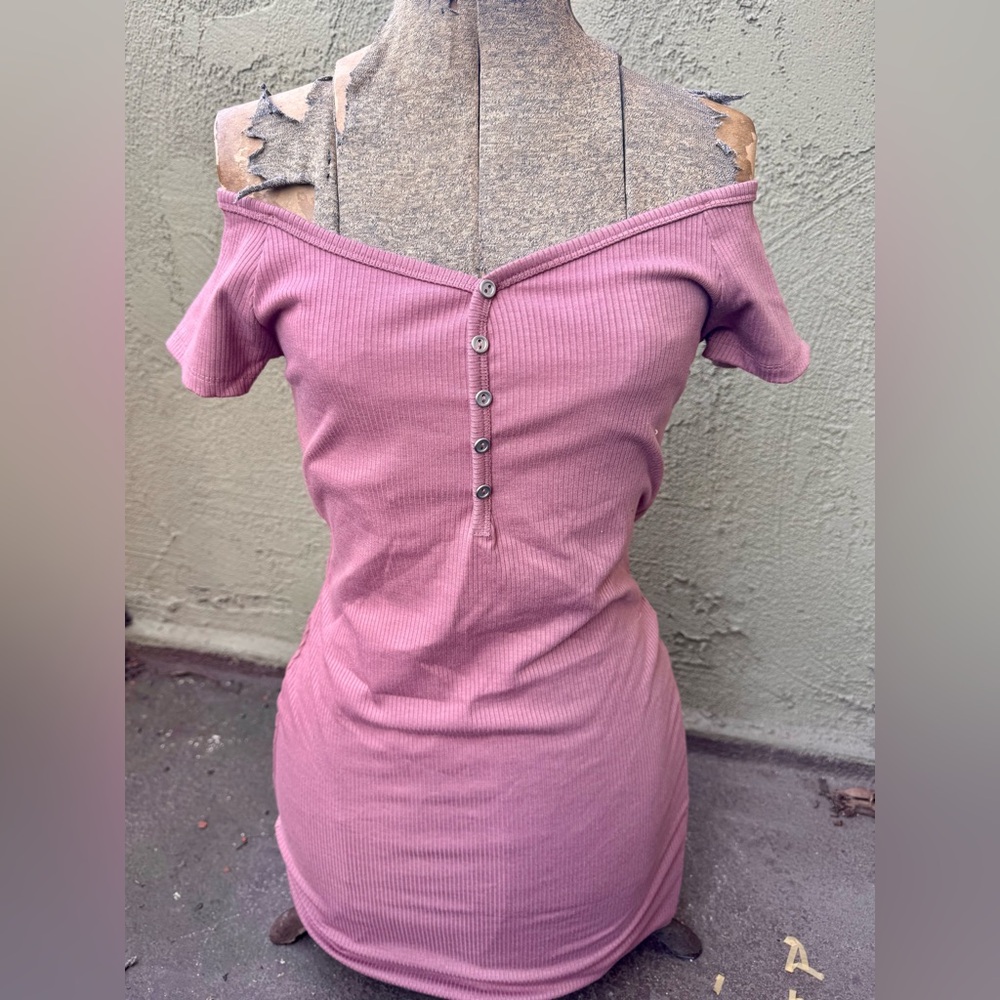 Charlotte Russe Pink Off-Shoulder Ribbed bodycon dress